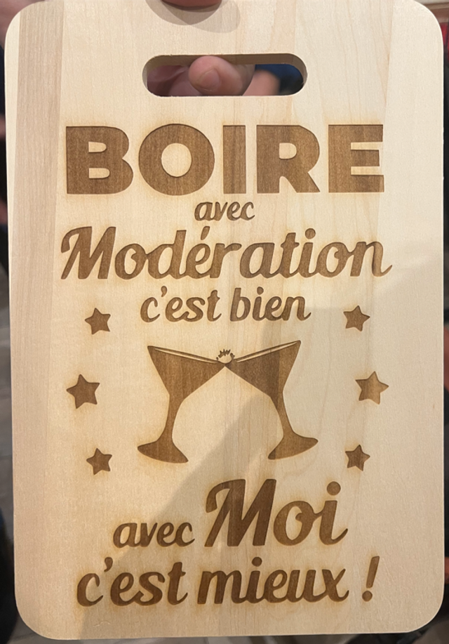 planche à decouper  Boire avec modération