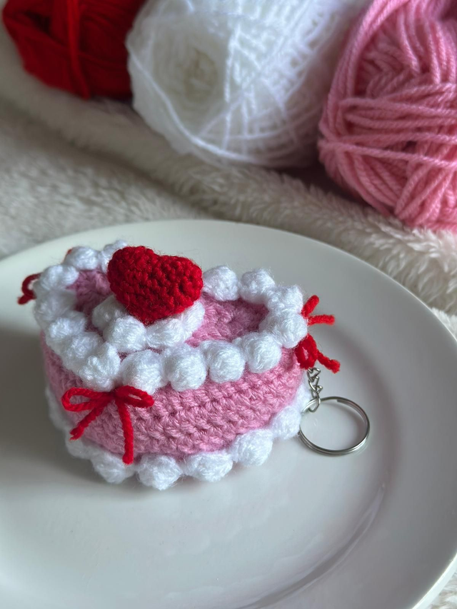 Bijou de sac gâteau cœur crochet kawaii