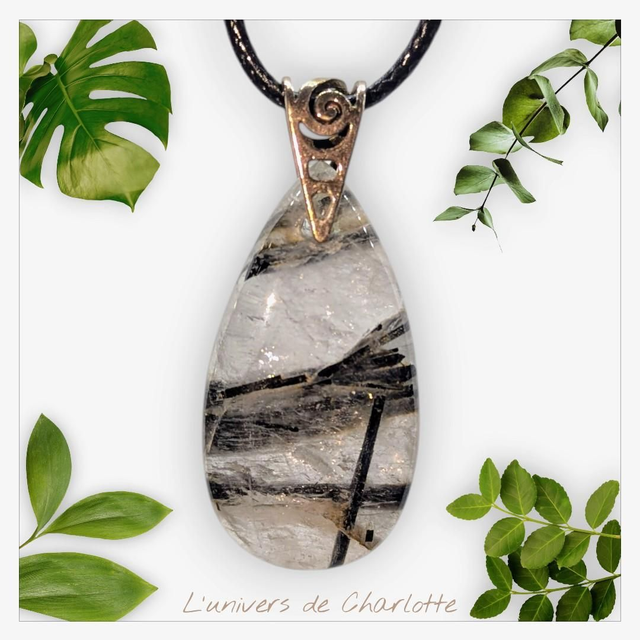 Pendentif &quot;Quartz-Tourmaline&quot; PN-041