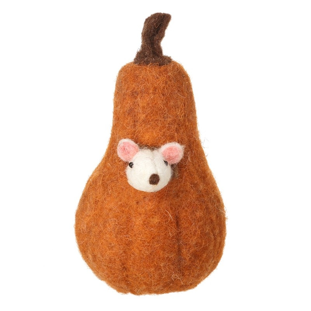 Orange Felt Mouse in Tall Pumpkin 