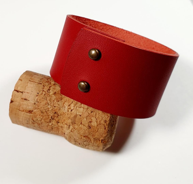 Manchette cuir rouge 3cm de large