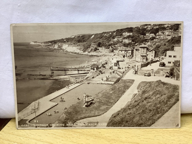 Ventnor, Looking West and Canoe Lake, Isle of Wight, Posted 1950 W.J. Nigh Vintage postcard. Our Ref No. R857 £2.50