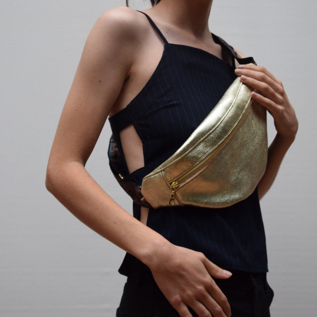 Sac banane cuir Or - disponible sur commande