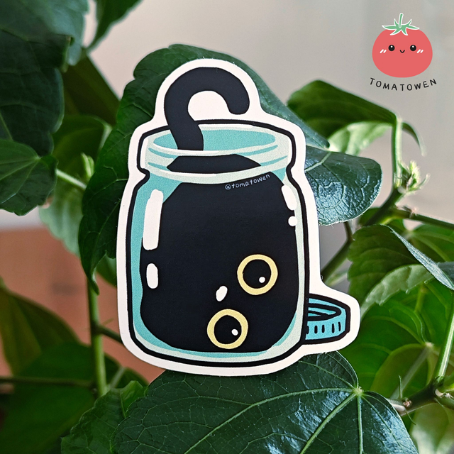 Sticker: Black cat Kola in the jar