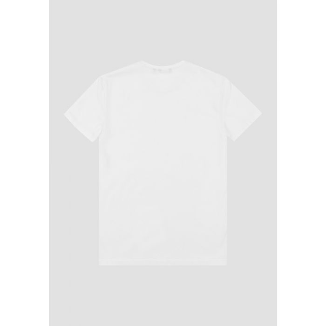 B36534M2 - T-SHIRT SUPER SLIM FIT IN COTONE MERCERIZZATO ELASTICO CON STAMPA LOGOGOMMATA AD