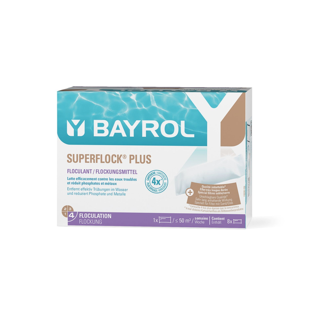 BAYROL Superflock Plus - 1 kg Karton (8 Dosierbeutel)