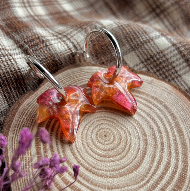 Cosy Autumn - Autumnal Ivy Leaf Earrings Silver 