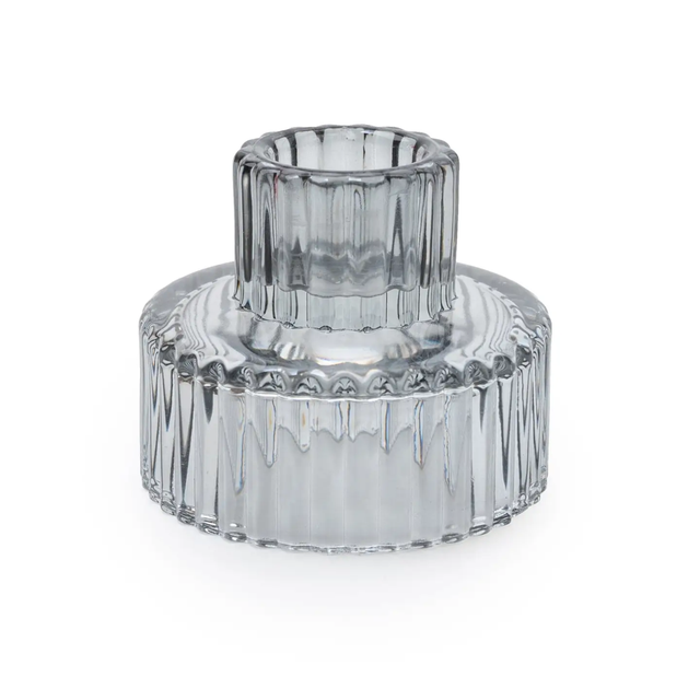 Dual Smokey Black Candleholder - Tea Light or Taper