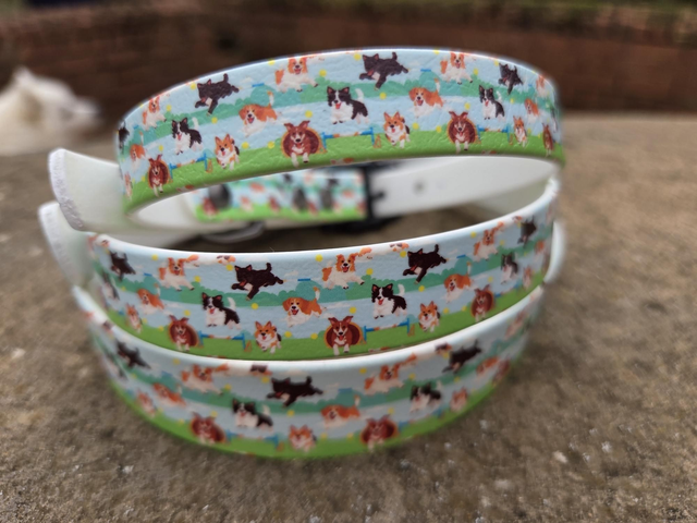 Multi dog agility print Biothane collars