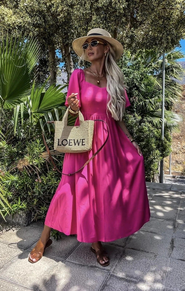 Robe dos nu fuchsia