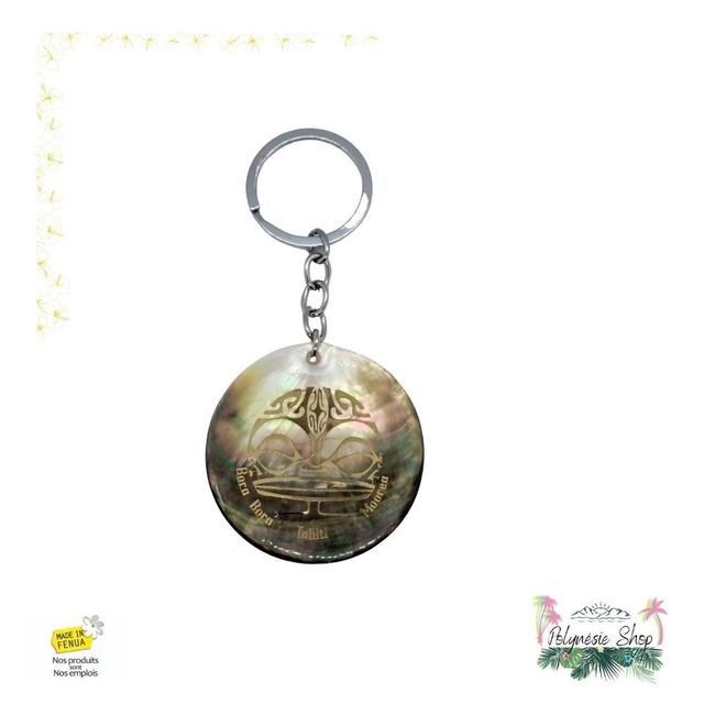 Porte-clés Nacre Visage Tiki Marquisien