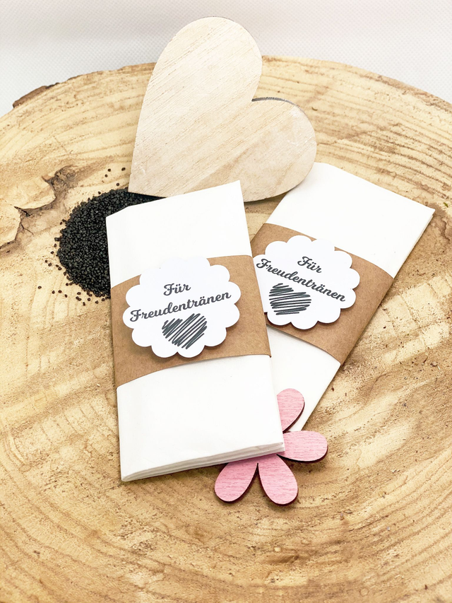 Freudentränen-Taschentücher mit Blumen-Banderole – 10er Set