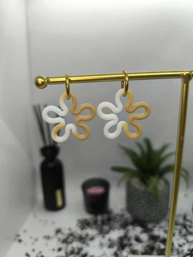 Pampilles interchangeables FLORA bicolore beige et blanc 