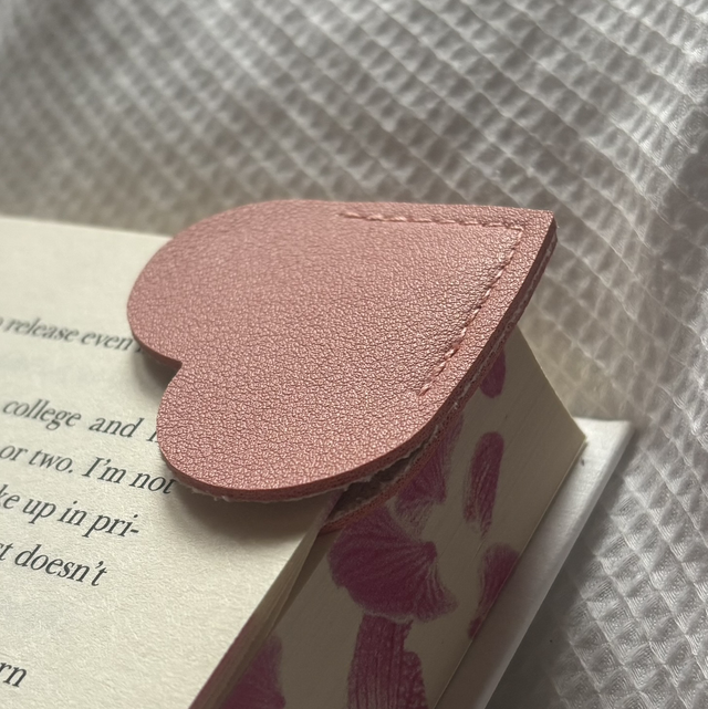 Personalised Leather Heart Bookmark | Dusty Rose | Engraved