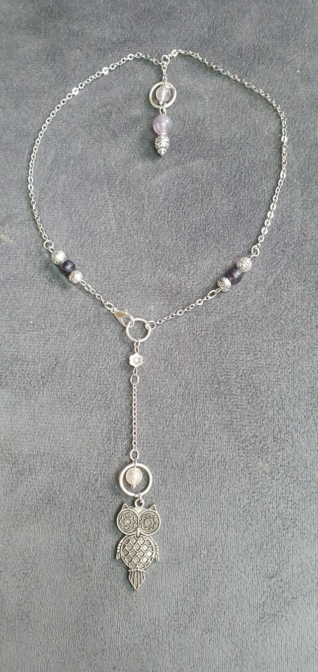 Collier acier inoxydable en Fluorite