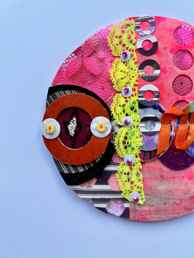 Square Paper + Stitch Collage - Neon Pop