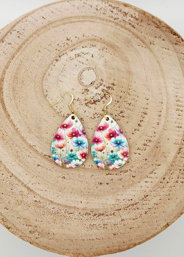 Boucle d'oreilles larme sublimée fleurs