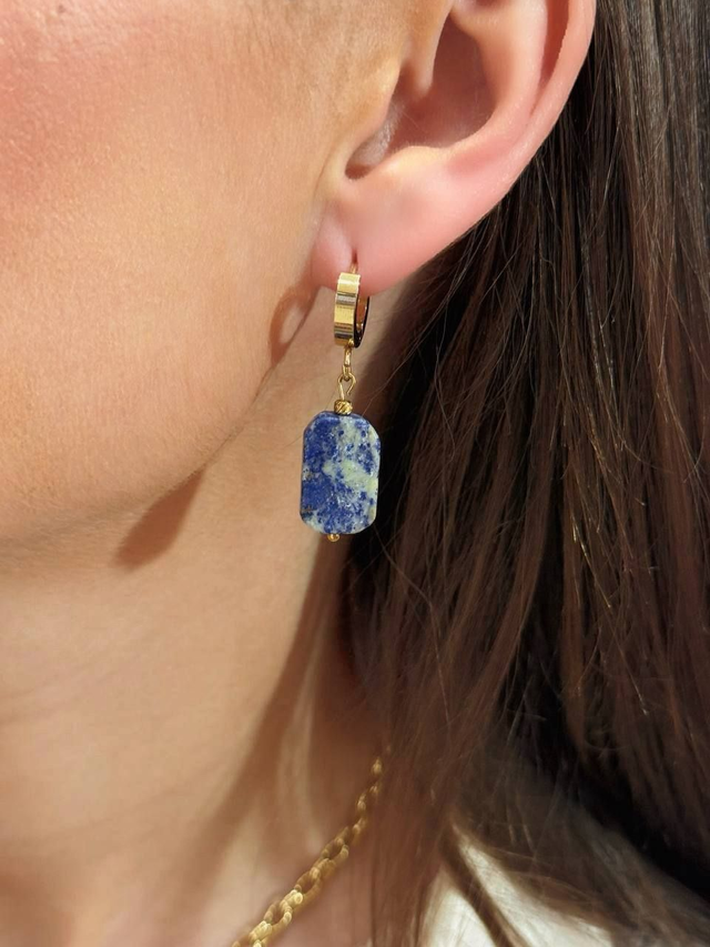 ✨ Lapis Lazuli Hoop Earrings