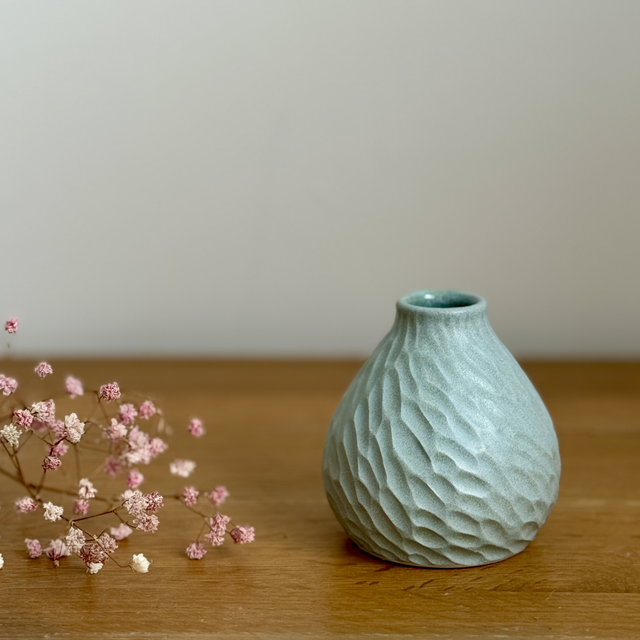 Hand carved bud vase