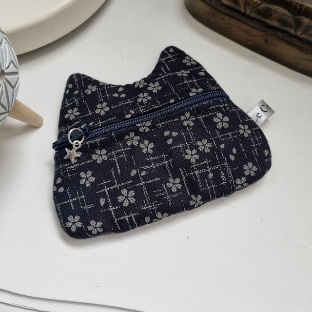 Porte-monnaie/cartes Chat "Keiko" bleu marine