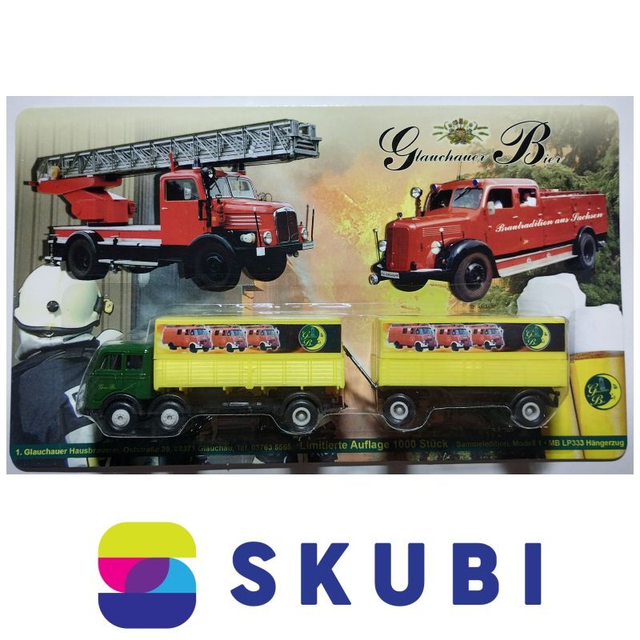 Reklamní kamion s vlekem - MB LP333 - Glauchauer Bier - model 1:87 H0