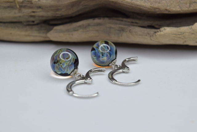 CRÉOLES NÉBULEUSE NOIRE MONTURE ARGENT