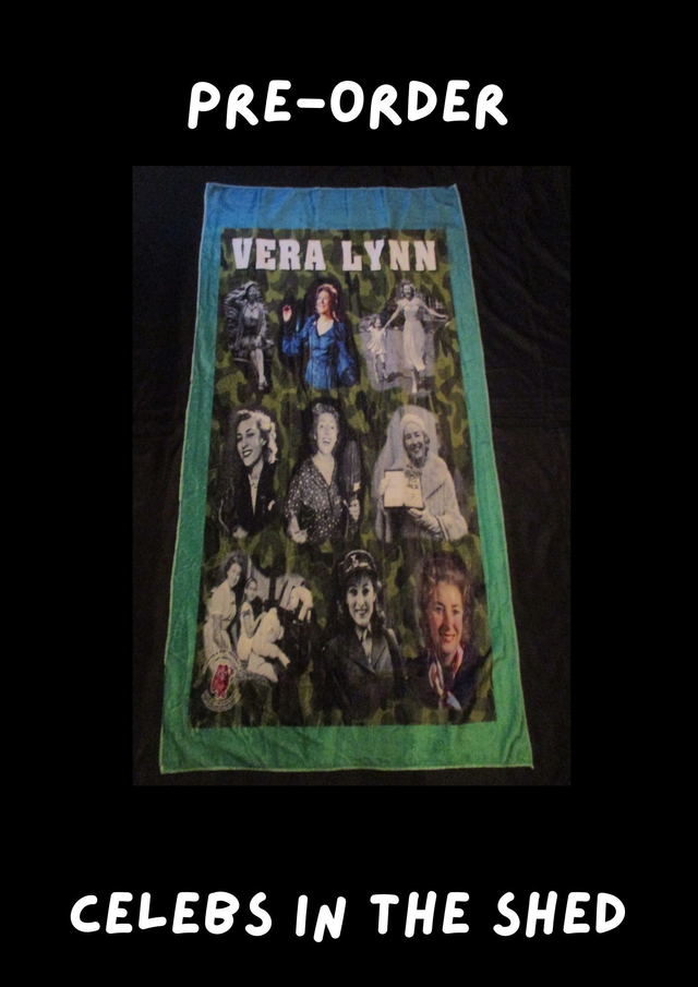 Vera Lynn Through The Years Picture BLUE &amp; GREEN Blanket (Left Logo)(75cm x 150cm) 