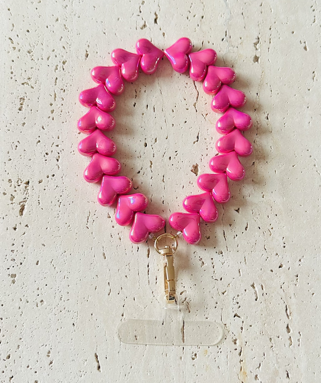 Hartjes Telefoonkoort roze holografisch 