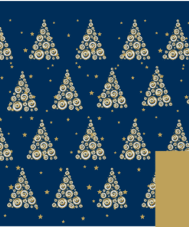 XGW01 Trees and Stars / Gold Gift Wrap 