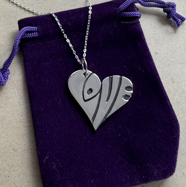 LOVE pendant handmade in Sterling silver "love" hippy style
