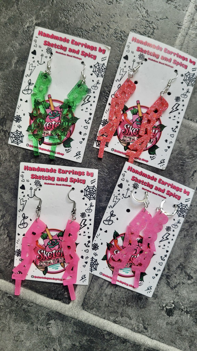 Earrings | BRAT Earrings - Various Colours | Stainless Steel Lever Back Hoops or Hooks