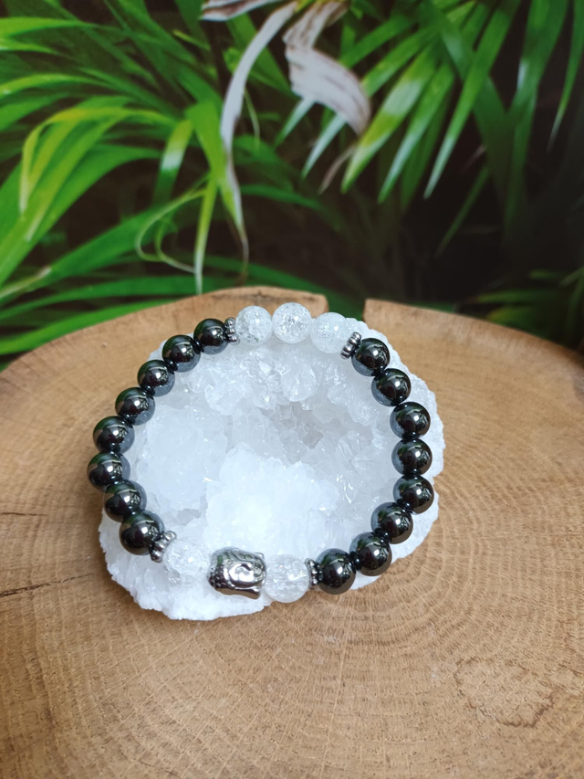 Bracelet en hématite et cristal de roche