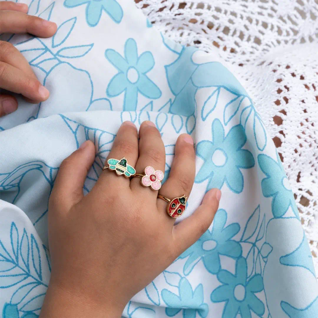 Set van 3 kinderringen Fairies in the Garden - Rex London