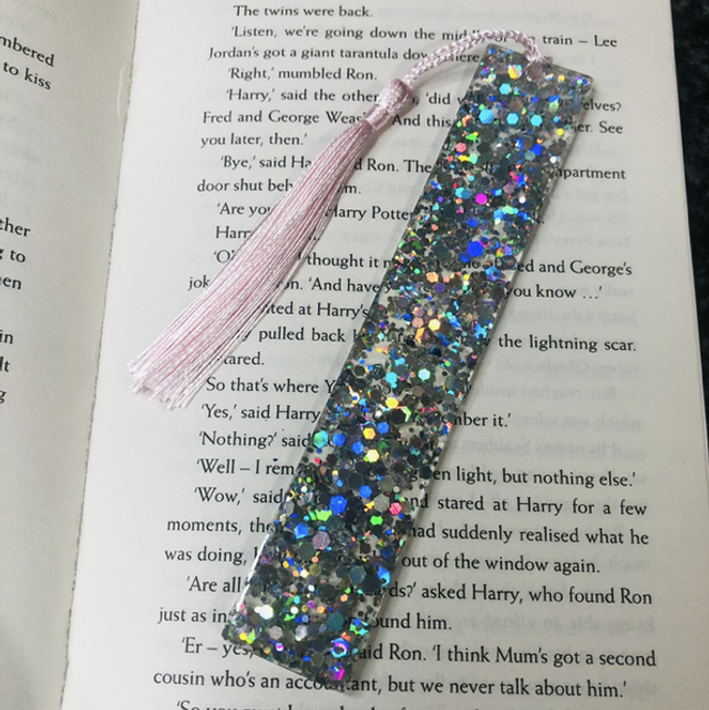 Holographic Glitter Resin Bookmark with tassel