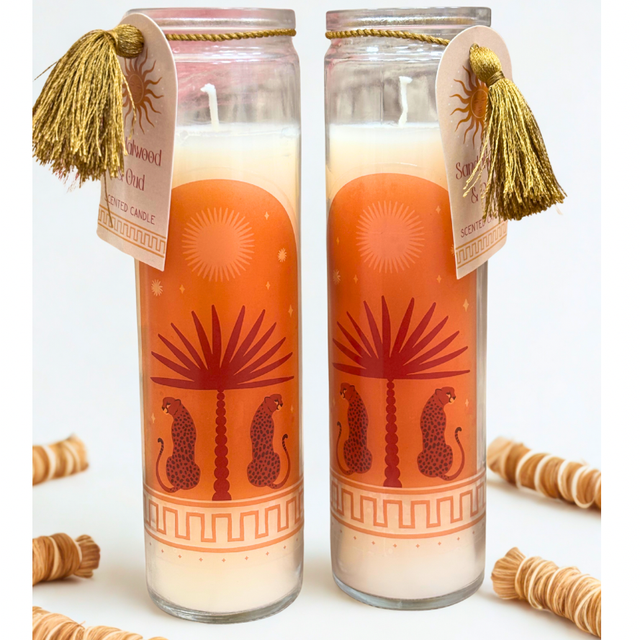 Vela aromática de Sándalo y Oud – Energía mística y elegancia ritual 