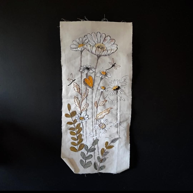 Tableau arts textiles fleurs - Fleurs champêtres