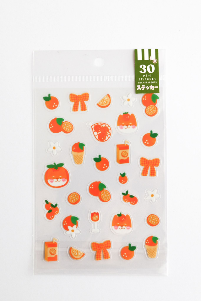  Planche de 30 mini stickers transparents Orange