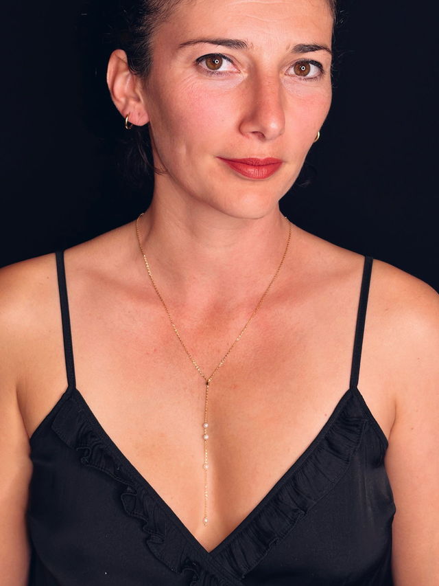 Collier &quot;Y&quot; perles blanches