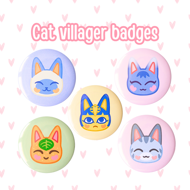 Cat Villager Buttons | Tangy | Lolly | Mitzi | Rosie | Ankha