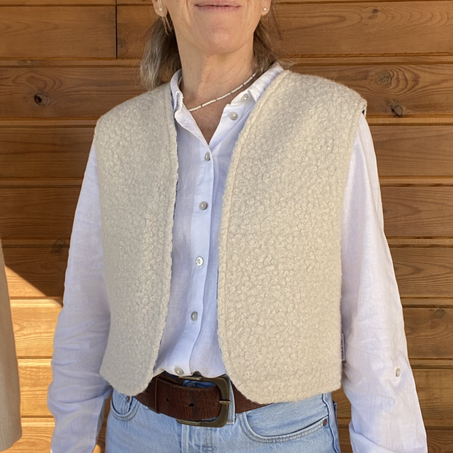 Oyat - Gilet femme réversible vichy bleu T.38