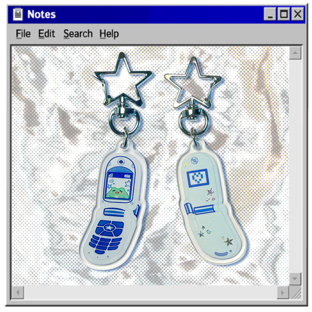 acrylic keychain - Flip phone double sided (glittery stars !!)
