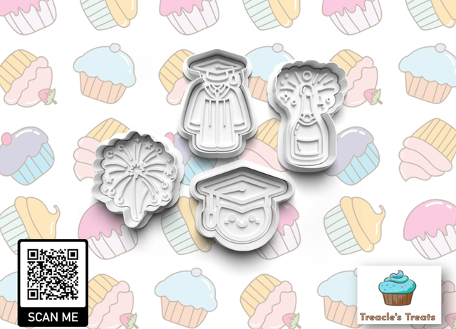 Graduation Fondant/cookie stamps with cutters (Set 2)