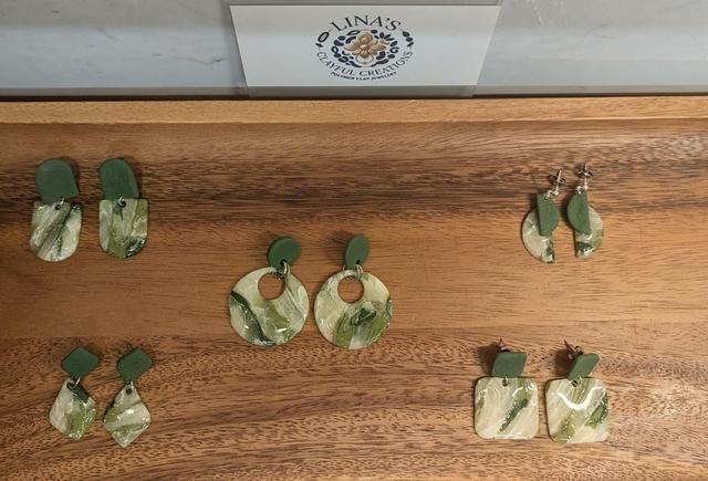 Sage and Stone Dangle Earrings 