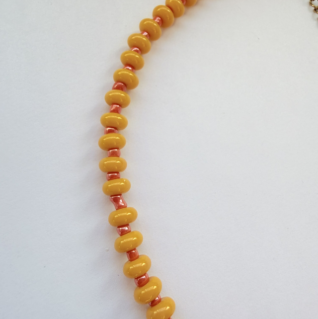 NOLA - Orange and Yellow Beaded Choker Necklace
