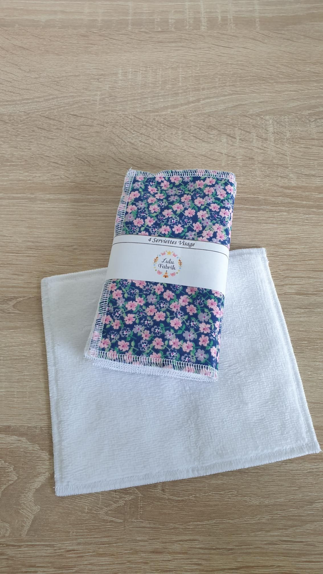 Lot de 4 serviettes visage bleu mauve 