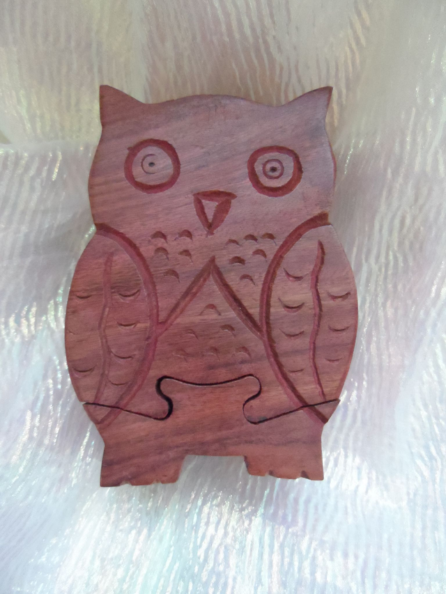 Boîte à secrets Chouette en bois