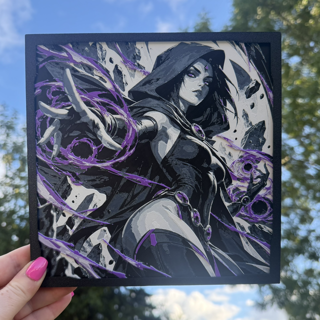 Raven Teen Titans HueForge 3D Printed Wall Art