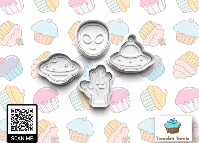 Alien theme Fondant/cookie stamps with cutters (set 2)