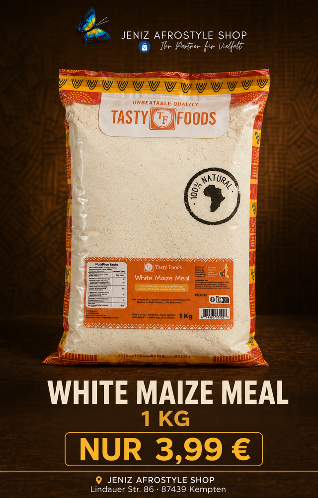 Tasty Foods White Maize Meal – Weißes Maismehl / African White Corn Meal – 1 kg