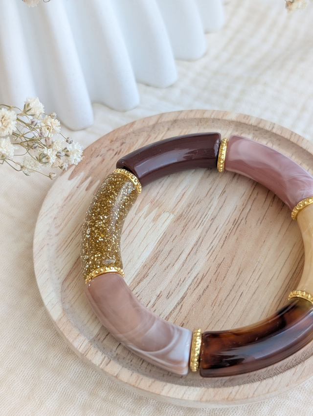 Bracelet jonc Marie marron terracotta glitter